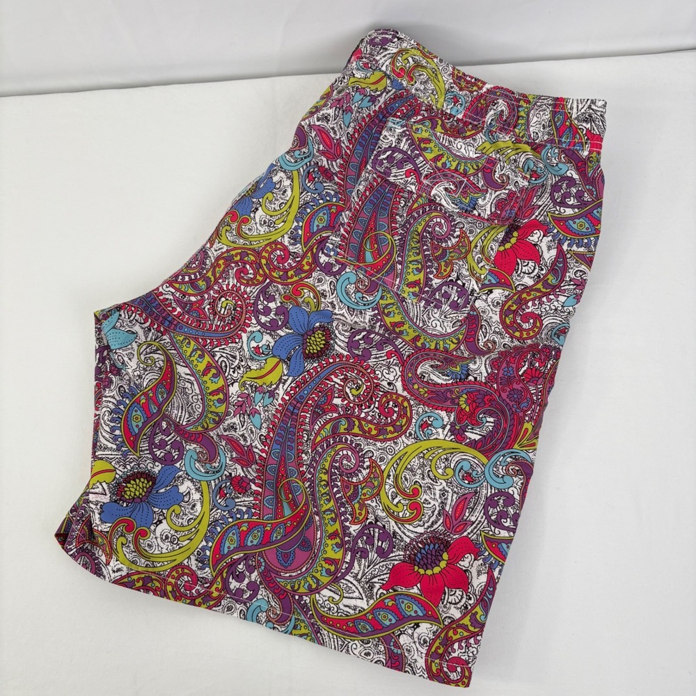 Bugatchi Uomo Mens Paisley Floral Mesh Lined Swim Trunks Board Shorts XL